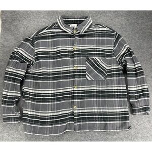 Elwood‎ Flannel Shirt in Grey/Black/White Mens Large Striped/Plaid